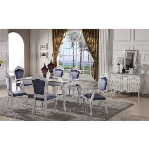 Antique dining table luxury furniture square table desk chair combination wooden dining table 6 chairs