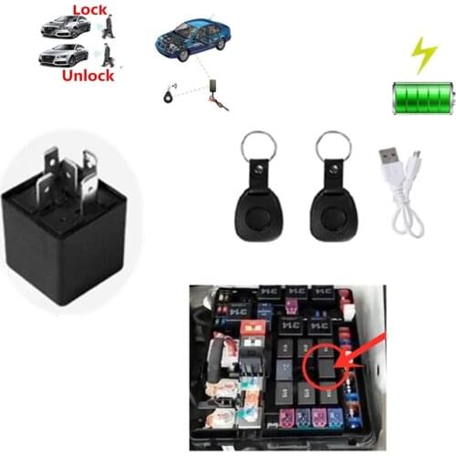 Auto Relay Keyless Start Engine lock unlock System two remote rechargeable USB wireless Relay anti theft alarm original part