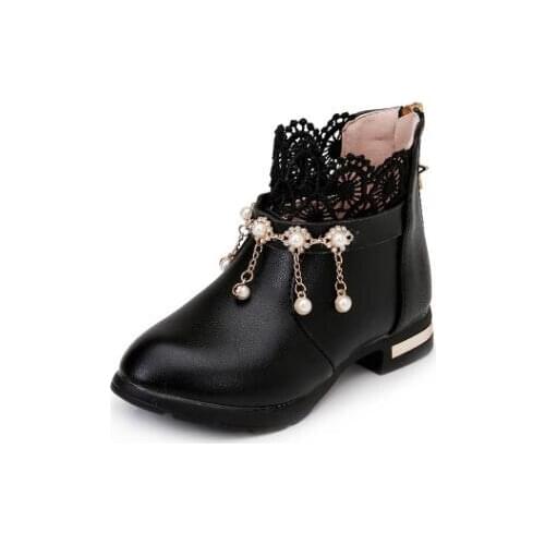 New shoes arrived Autumn fashion girls boots children flat shoes zip red black pink PU ankle kid shoes size 26-37