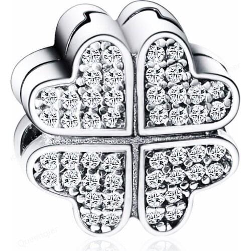 925 Sterling Silver Clover European Charms Bead Fit Original Charms Bracelets DIY Pendant Charm Beads Girl Women Jewelry Making