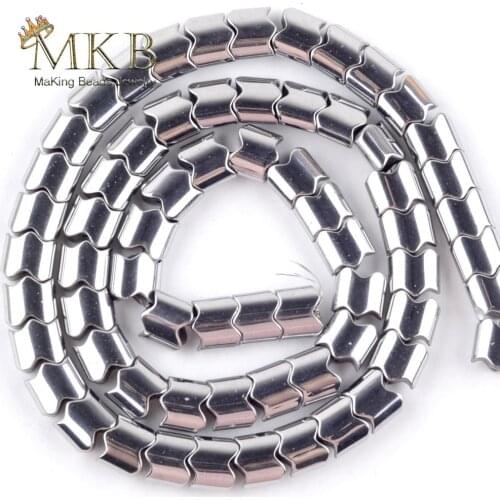 Natural Slivers Plated Hematite Wave Stone Beads Space Loose Beads For Jewelry Making 5*4/6*5/8*8mm DIY Bracelets Necklace 15"