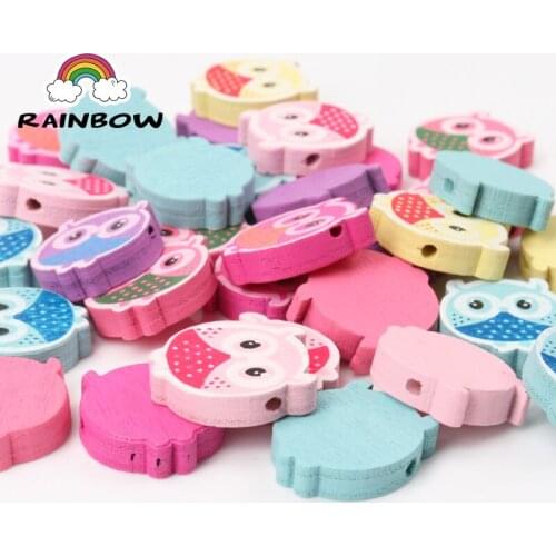Mixed Colors Owl Pattern lovely Bird Wooden material Spacer Beads For Jewelry making DIY 20x18mm 20pcs