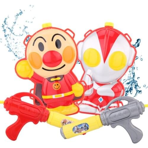 Children backpack water gun toy boy Altman Meatballs Crayons Anpanman pull water gun Cartoon 3D Stereo Water Gun Summer Toy Gift
