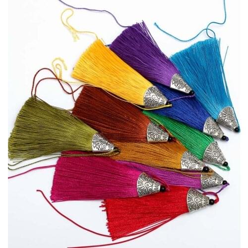 5pcs 8cm Chinese Knot Tassels Handmade Long Silk Tassel Pendants for Jewelry Findings Components Supplies Making Materials A