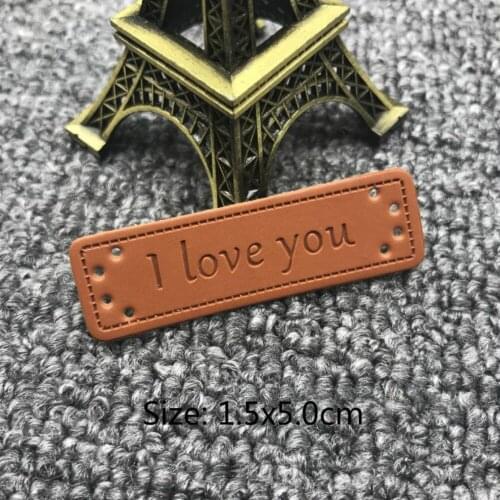 1.5X5.0Cm Spot I Love You Pu Leather Label For Clothing Hand Made Sewing Leather Tags For Gifg With I Love You Label For Family