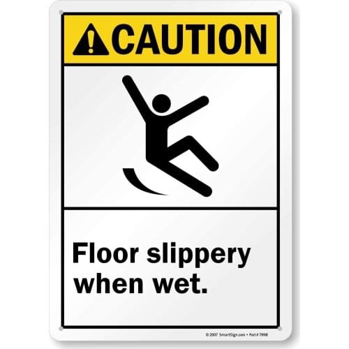 Isaric Tin Sign Caution - Floor Slippery When Wet Metal Signs Stickers