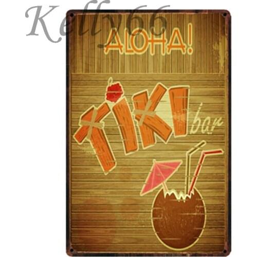 [ Kelly66 ] ALOHA TIKI Bar Hawaiian Coconut Metal craft wall Tin Sign y-1530