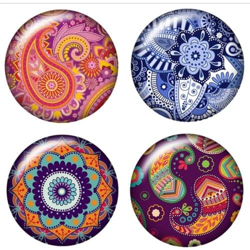 Beauty Colorful flowers pattern 10pcs set 12mm/16mm/18mm/25mm Round photo glass cabochon demo flat back Making findings ZB0464