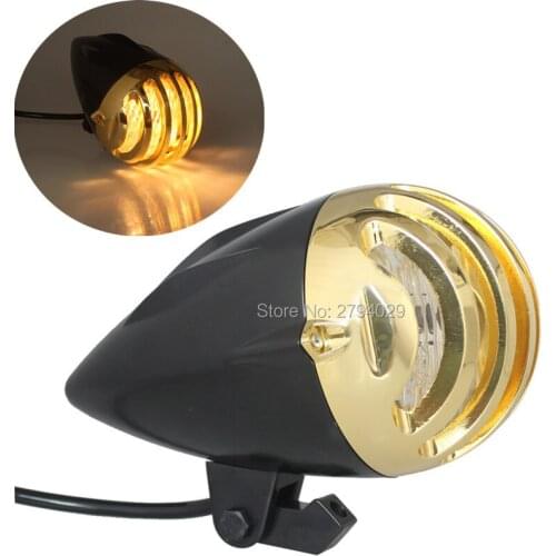 Metal Motorcycle Custom Retro Invader Torpedo Finned Bullet Headlight with Grille Cover For Harley Honda Chopper Cafe Racer