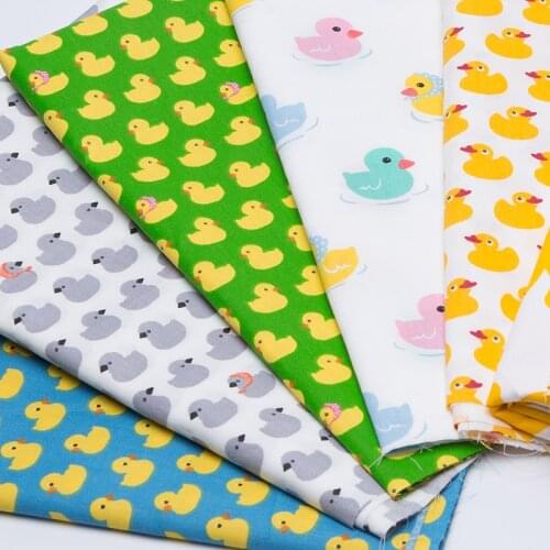 So Cute 50x160cm 7 designs Yellow & Colorful Little Ducks Printed Cotton Fabric For Clothing Dress Bedding Quilting