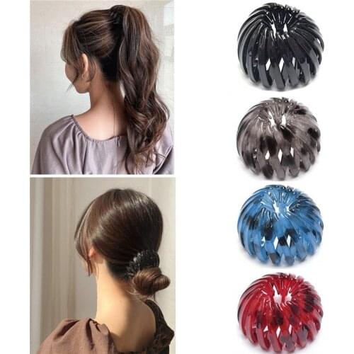 Fashion Women Bun Crystal Hair Claw Velvet Horsetail Buckle Hair Clip Bird Nest Expanding Hair Accessories Girl Ponytail Headwea