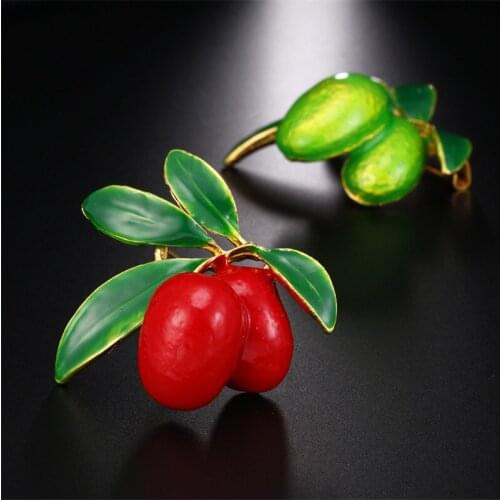 New Fashion 2 Colors Choose Enamel Fruit Brooch Unisex Women Men Pins Cute Fruit Brooches Jewelry Dress Coat Backpack Badge Gift