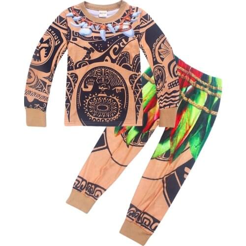 New autumn MOANA Cartoon Baby Boys Clothes Toddlers Kids Girls Nightwear Pajamas Set Sleepwear Halloween Homewear Clothing Suit