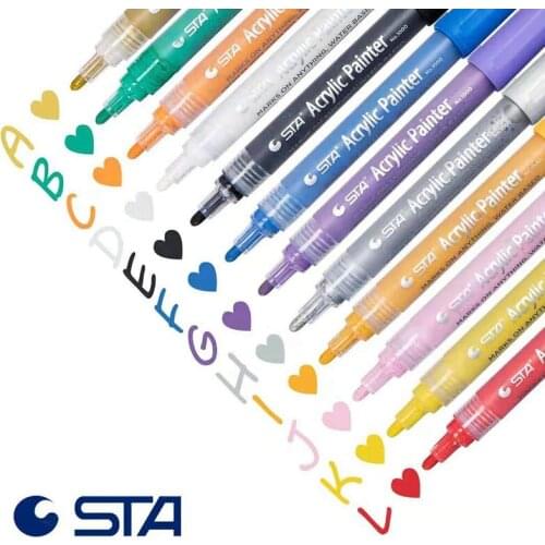 12/24 Colors Acrylic Paint Marker Pen Permanent Matellic Marker Pen For Fabric Graffiti Glass Ceramic Art Painting Drawing
