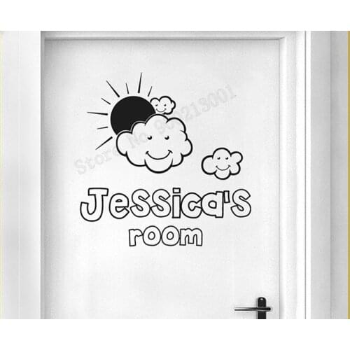 Personalized Name Door Sticker Beauty Kidsroom Babyroom Home Decoration Vinyl Art Design Ornament Poster Mural Removeable LY1037