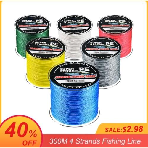300M PE Braided Fishing Line 4 Strands Multifilament Fishing Line Carp Fishing Wire 10-90LB