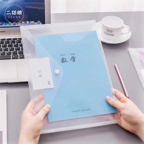 A4 Clear Frosted Folders Plastic Filing Bag Envelopes Document Storage Pouch With Label Sticker Expanding File Waterproof