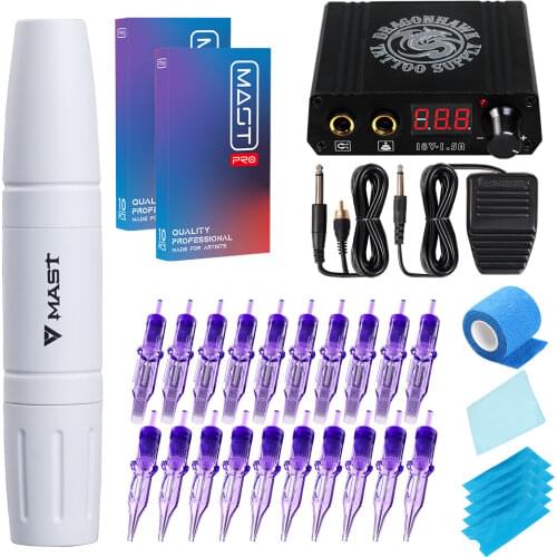 Mast Magi Makeup Rotary RCA Tattoo Machine Pen Mini LCD Power Supply Kit with Pro Cartridge Needle Professional Set Accessories
