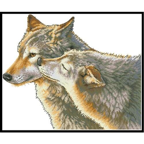 Accompany Cross Stitch Kits Wolves Printed Fabric Embroidery Needlework Sets 11CT 14CT Animal Pattern Home Decorations Paintings