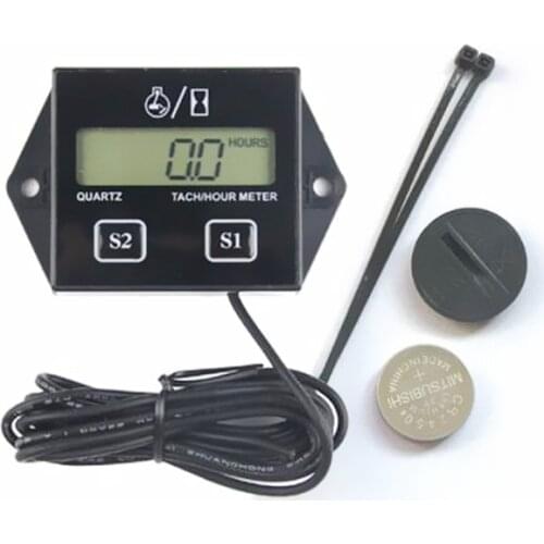 Replaceable Battery Digital Tachometer Engine Tach Hour Meter LCD Display Tachometer RPM Tacho Tach Gauge For Car Motorcycle