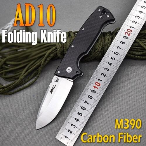 AD10 Knife M390 Folding Knife Carbon Fiber/G10 Handle Outdoor Camping Tactical Knife Portable Tool Jungle Rescue EDC Hand Tool