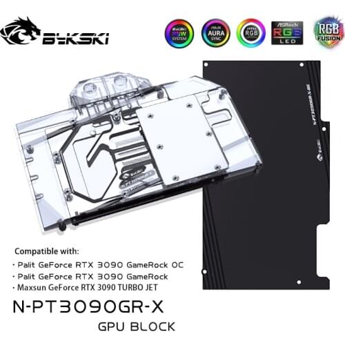 Bykski GPU Water Block For Palit RTX 3090 GameRock OC / Maxsun RTX 3090 Graphic Card Radiator,VGA Cooler Heat Sink,N-PT3090GR-X