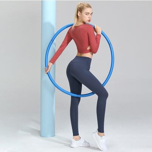 2020 High-End Fitness Running Sports Suit Womens Wear Clothes Long Sleeve T-shirt High Waist Peach Hip Leggings Two-Piece Suit