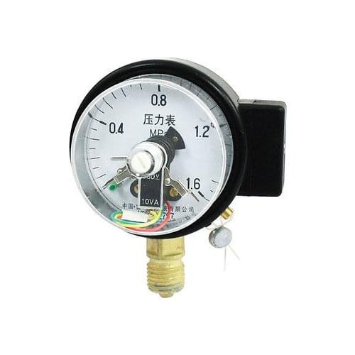0-1.6MPa 14mm Male Thread Metal Case Pneumatic Pressure Gauge 380V 10VA