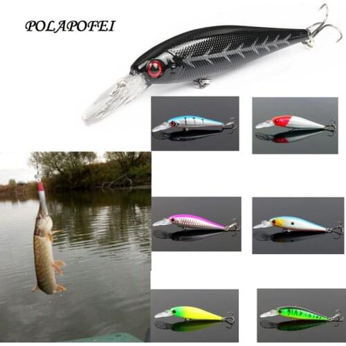 10pcs Minnow Fishing Fish Lure Black Wobbler Pike Salmo Artificial Bait Hook Fishing Accessories Tackle Kosadaka 10cm 10g E172