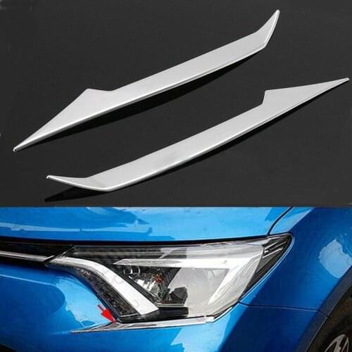 2pcs/set Chrome ABS Headlight Front Lamp Eyelid Trim For Toyota RAV4 2016-2017