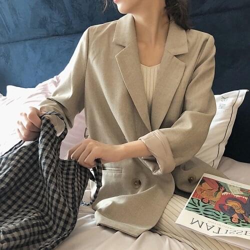 2020 Fashion Slim Fit Blazer Women Classic Jacket Women Casual Beige Outwear Summer Autumn Lady Office Suit Blazer Plus Size