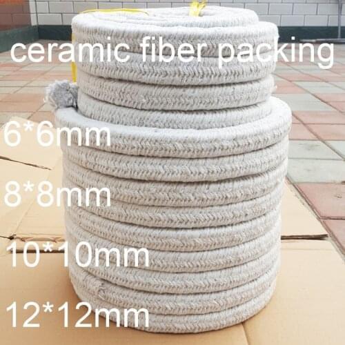 6mm 8mm 10mm 12mm ceramic fiber packing Ceramic fibre set base wire rod Braided Packing heat sealing strip refractory filling
