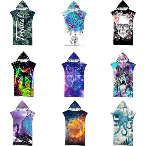 Microfiber Fabric Adult Bath Towels Beach Towel Changing Bathrobe Cloaks Hooded Swimming Pool Gym Fitness Bath Towels