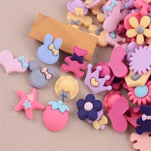 50Pcs Matte Resin Korean Cartoon Kawaii Cabochons Scrapbook Hair Bows Center DIY Craft Embellishments Christmas Creative Hobbies