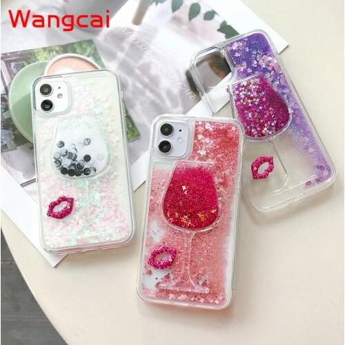 Glittering wine glass quicksand liquid case sexy for Huawei Honor 7X 7A 6X Y6II Y6 2018 GR5 2015 cover compact mobile phone