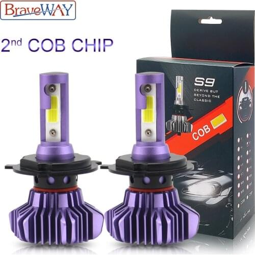 BraveWay 2nd COB Chip LED Car Headlights Diode Bulbs H1 H7 H4 LED H8 H11 HB3 9005 HB4 9006 Far Middle Beam Farol LED Lamp Car