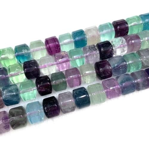 Natural Fluorite Stone Beads 15'' Drum Barrel DIY Loose Beads For Jewelry Making Beads For Women Necklace Earring Bracelet Gift