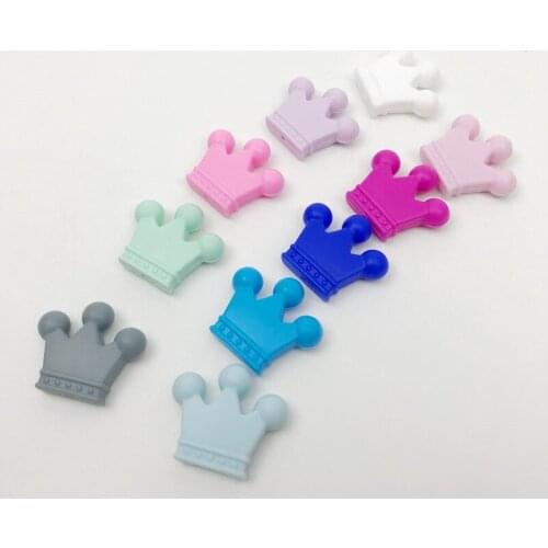 Baby Teether 10pcs Silicone Lovely Cartoon Crown Shape BPA Free Materials Accessories Baby DIY Jewelry Necklace Pendant