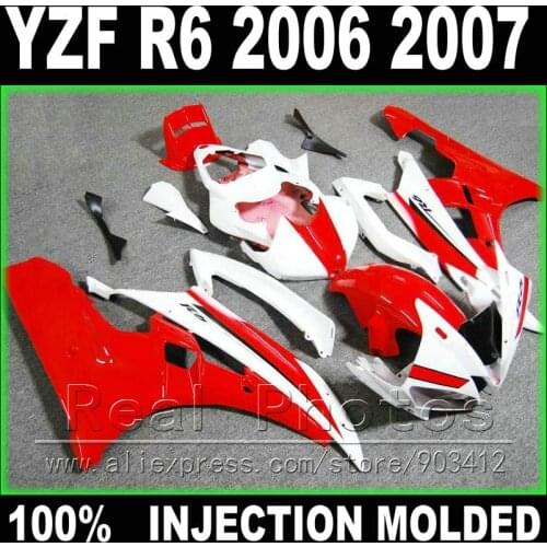 For YAMAHA R6 fairing kit 2006 2007 Injection molding red white 06 07 YZF R6 fairings