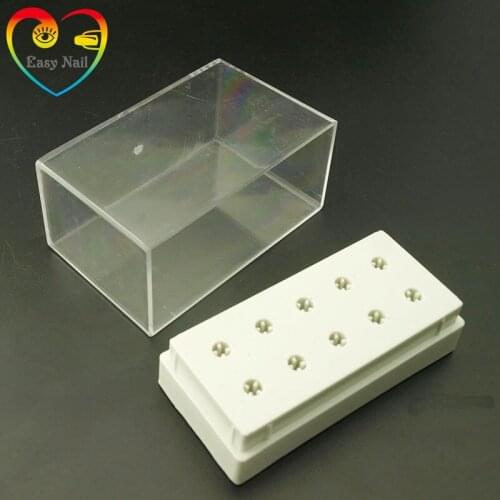 EasyNail~1PCS 10 Holes White Bits Holder Exhibition Displayer 2.35mmNail Drill Bit Holder Professional Manicure Tools