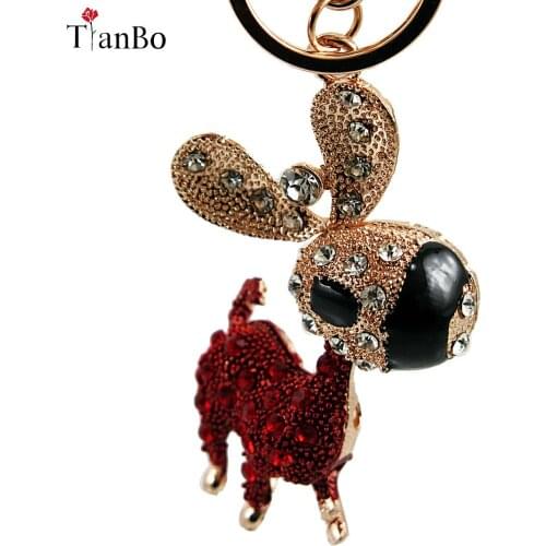 TianBo Enamel Donkey fashion HandBag Pendant Crystal Keyrings Keychains For Car Purse Bag Buckle Party Gift Key chains Holder