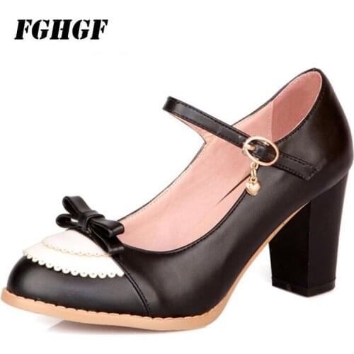 FGHGF Summer Women with heels Round Toe Buckle Strap Mary Janes Fashion Solid color Shallow Rubber Womens high heels