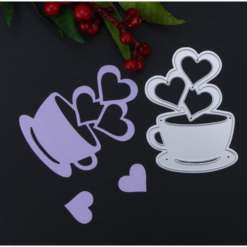 Love Heart Coffee Cup Cutting Die DIY Metal Scrapbooking Craft Embossing Cutting Die Stencil Paper Card Maker Template Cut Dies