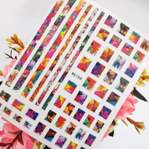 Geometry Watercolor Line Square 3D Stickers for Nails Self Adhesive Nail Art Decoraciones Slider Design Manicure Foil Accesorios