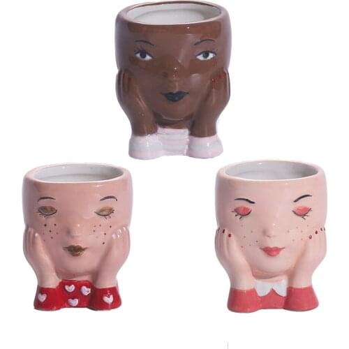 Art Portrait Plant Vase Sculpture Human Face Family Flower Pot Living Room Bedroom Desktop Ornaments Household Items