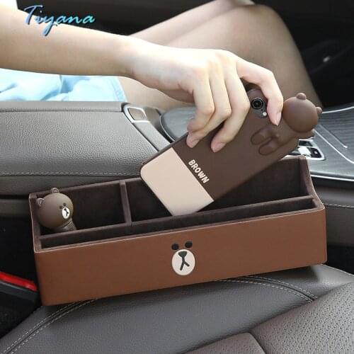 PU Leather Car Seat Crevice Shockproof Storage Box For Storing Cigarette Documents Certificate Mobile Phone Charging Port 5