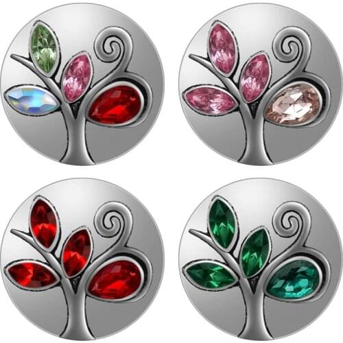 KZ3437 New Beauty Rhinestone Round Tree Crystal 18mm snap buttons Colorful fit 18mm snap necklace jewelry wholesale Gift
