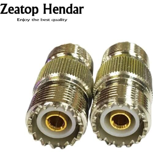 10Pcs Brass UHF SO239 Female to UHF Female Jack Double Straight RF Coax Adapter UHF SL16 Female Connector