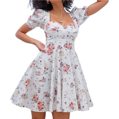 Summer Fashion Sexy Backless Floral Print Mini Dress Women Casual Short Sleeve Slim Party Dress Vestiods Sundress Female Robe