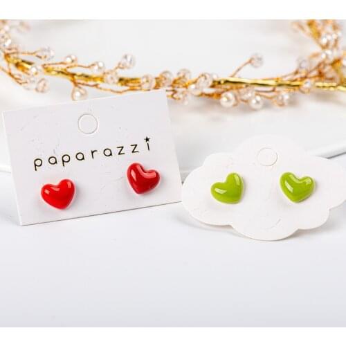 Small Cute Colorful Summer Ceramic Earrings Korean style Flower Bear Geometric Food Stud Earrings Set For Women #KZ425